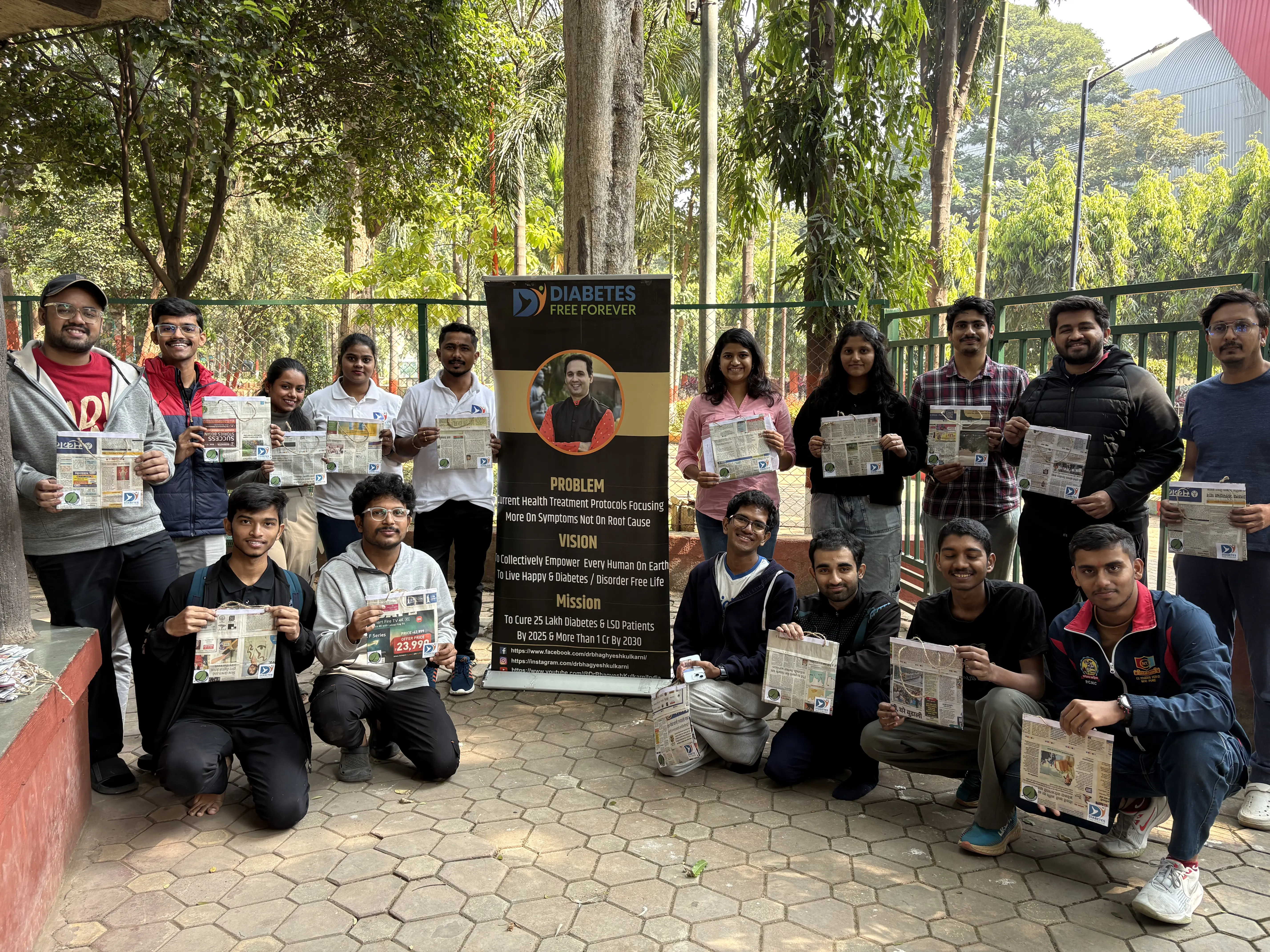 Paper over plastic! Partnering with Diabetes Free Forever (DFF), our Paper Bag Making Drive on 30th November 2025 produced 375+ eco-friendly bags, championing sustainable everyday choices.